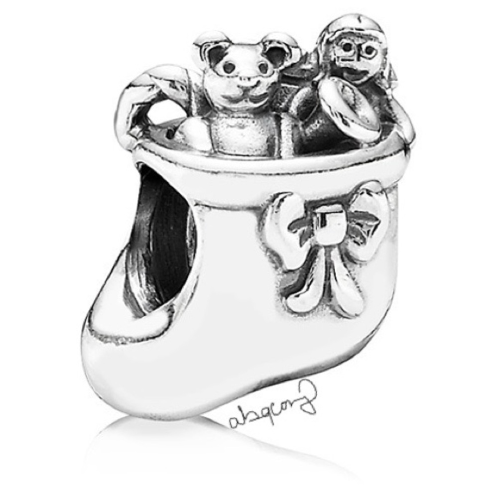 EUC Pandora 791038 Sterling Silver Santa's Stocking Christmas Charm